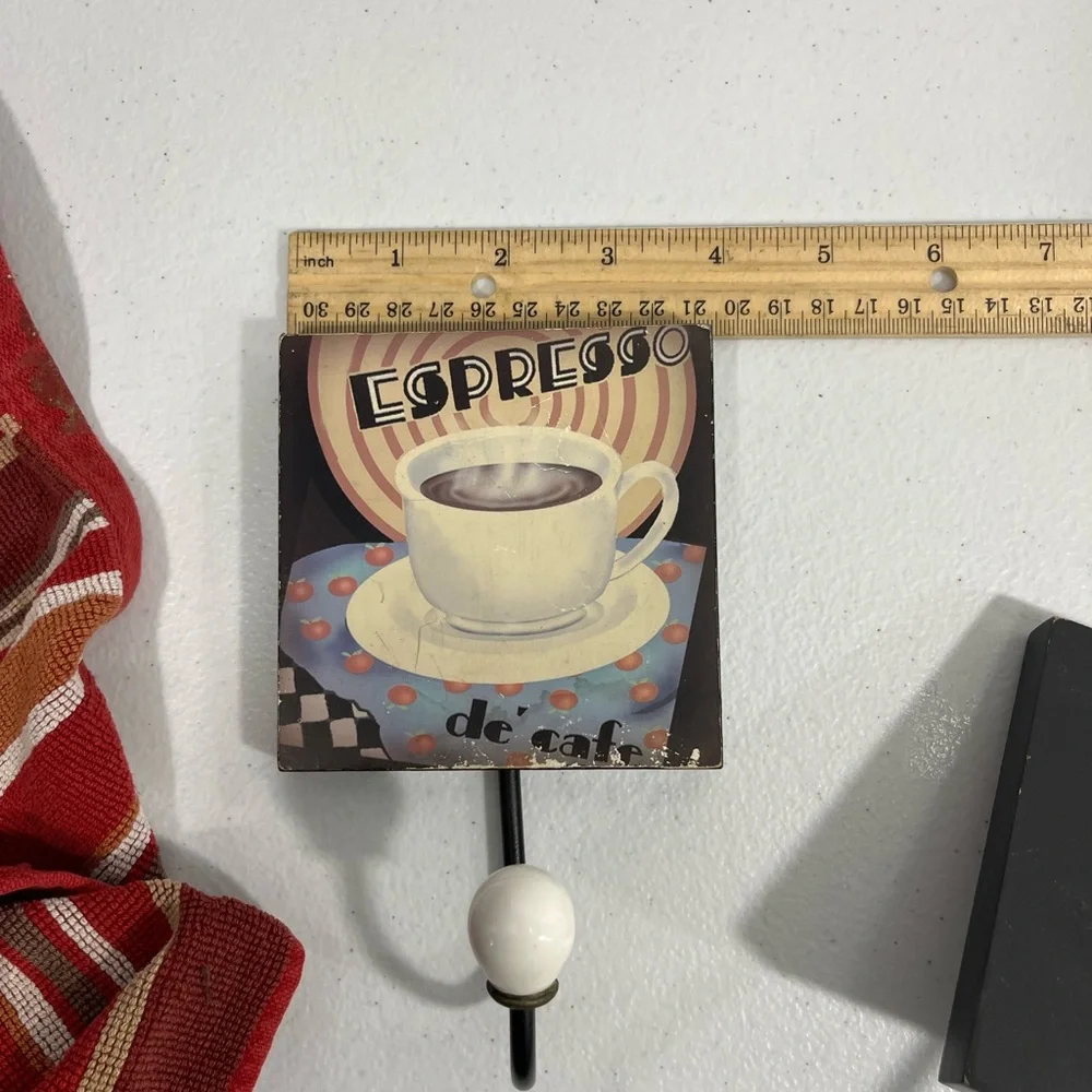 VINTAGE COFFEE THEMED WALL HOOKS